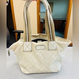 Authentic Gucci Purse Cream with Canvas Straps